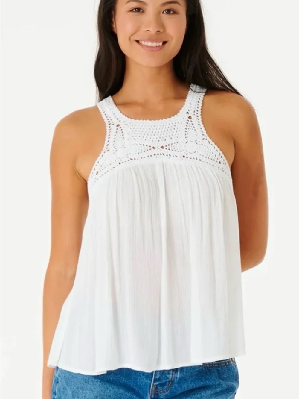 Rip Curl Alira Women’s White Crochet Tank Size Small